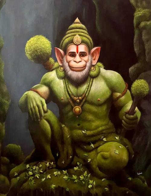 The Divine Protector – Lord Hanuman Acrylic Painting