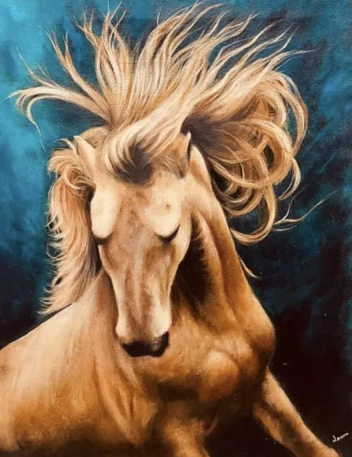 The Golden Gallop – Majestic Horse Canvas Painting